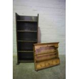 Oak Open Bookcase, 98cm high, 41cm wide, 19cm deep, Also with an Oak Wall / Spice Rack, Having