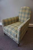 Vintage Armchair, Upholstered in a Later Checked Fabric, 96cm high