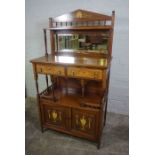 Edwards & Roberts Style Inlaid Mahogany Buffet Cabinet, circa early 20th century, Having a