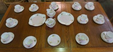 Shelley Bone China Part Tea Set, To include Cups, Saucers, Biscuit Plates, Cream Jugs with Sugar