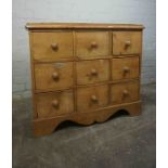 Pine Chest of Drawers, Having nine Drawers, 75cm high, 86cm wide, 34cm deep