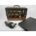 Vintage Singer Sewing Machine, 30cm high, 50cm wide, 23cm deep, In fitted Box