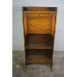 Oak Secretaire Bookcase, Having a Fall Front above open Shelves, 119cm high, 56cm wide, 17cm deep