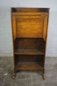 Oak Secretaire Bookcase, Having a Fall Front above open Shelves, 119cm high, 56cm wide, 17cm deep