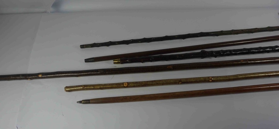 Six Shepherds Style Walking Sticks, FIve examples having Antler handles, The other having a Rams - Image 3 of 5