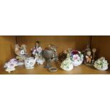 Quantity of Porcelain and Crystal, To include Bird Figures, Maling Dishes, Posy Ornaments, Crystal