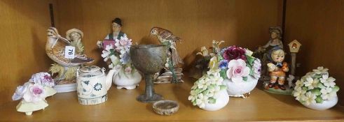 Quantity of Porcelain and Crystal, To include Bird Figures, Maling Dishes, Posy Ornaments, Crystal