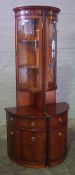 Pair of Reproduction Corner Cabinets, Having a Glazed Door above a Drawer and Cupboard door, 200cm