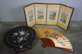 Oriental Style Serving Table, Decorated with Mother of Pearl Panels, 23cm high, 60cm wide, On