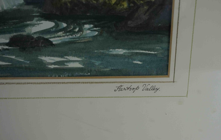 Monica Barry "Packhorse Bridge, Hartsop Valley" Watercolour, Signed to lower left, 35cm x 45cm - Image 3 of 4