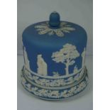 Wedgwood Blue and White Jasperware Cheese Dish with Cover, 33cm highCondition reportCrazing to