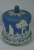 Wedgwood Blue and White Jasperware Cheese Dish with Cover, 33cm highCondition reportCrazing to