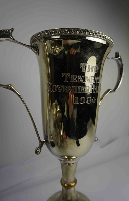 Pair of Silver Plated Agricultural Cups, Engraved for Tennents November Handicap 1987, 31cm high, - Image 2 of 4