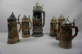 West German Original King Beer Stein, With Cover, Marked 3L and with no 30056 to underside, 47cm