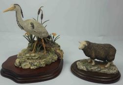 D.Walton, Border Fine Arts Figure of a Heron, No 611 of 950, Dated 1992, 18.5cm high, Raised on a