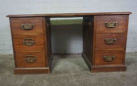 Vintage Mahogany Kneehole Desk, Having Three Drawers to each Pedestal, 63cm high, 121cm wide, 61cm