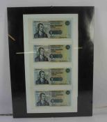 Set of Four Scottish Clydesdale Bank £5 Notes, Dated 21st July 1996, Prefix Number 0998917, 1998917,