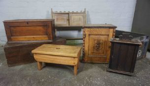 Mixed Lot of Furniture, To include Boxes, Wall Hanging Shelves, Stool etc, (7)