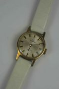 Omega Geneve Ladies Wristwatch, Swiss Made, Having a Silvered Dial with Gold coloured Baton Markers,