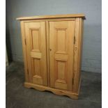 Victorian Pine Cupboard, Having two Doors enclosing two Campaign style Drawers, 96cm high, 80cm