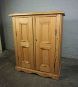 Victorian Pine Cupboard, Having two Doors enclosing two Campaign style Drawers, 96cm high, 80cm