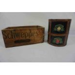 Schweppes Pine Bottle Crate, 18cm high, 40cm wide, 22cm deep, Also with a Painted and Metal Bound