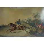 N Lulow (19th century) "Hunting Scene" Watercolour, Signed to lower right, 37cm x 54cm, In a later