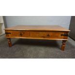 Hardwood Partners Coffee Table, Having two Drawers to each side, 44cm high, 135cm wide, 46cm deep