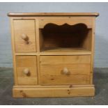 Pine Stand, Having Fitted Drawers, 77cm high, 79cm wide, 56cm deep