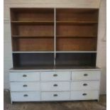 Painted Pine Kitchen Cabinet, circa late 19th / early 20th century, Having open Shelves above