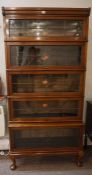 Peter Graham Hillhead, Mahogany Stacking Bookcase, Having Five Leaded Glazed Sections, 183cm high,
