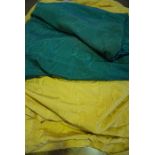 Gold and Green Satin Upholstered Bedspreads, The Gold example is Approximately 374cm x 320cm, The