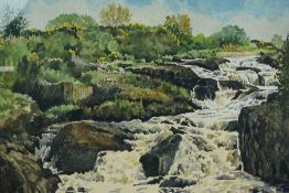 Ron Cosford "The Salmon Leap, Bushmills, Co Antrim" Watercolour, Signed to lower right, 25cm x 35cm