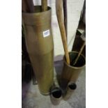 Four Brass Shell Cases, Various sizes, Also with some Walking Sticks, (a lot)