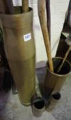 Four Brass Shell Cases, Various sizes, Also with some Walking Sticks, (a lot)