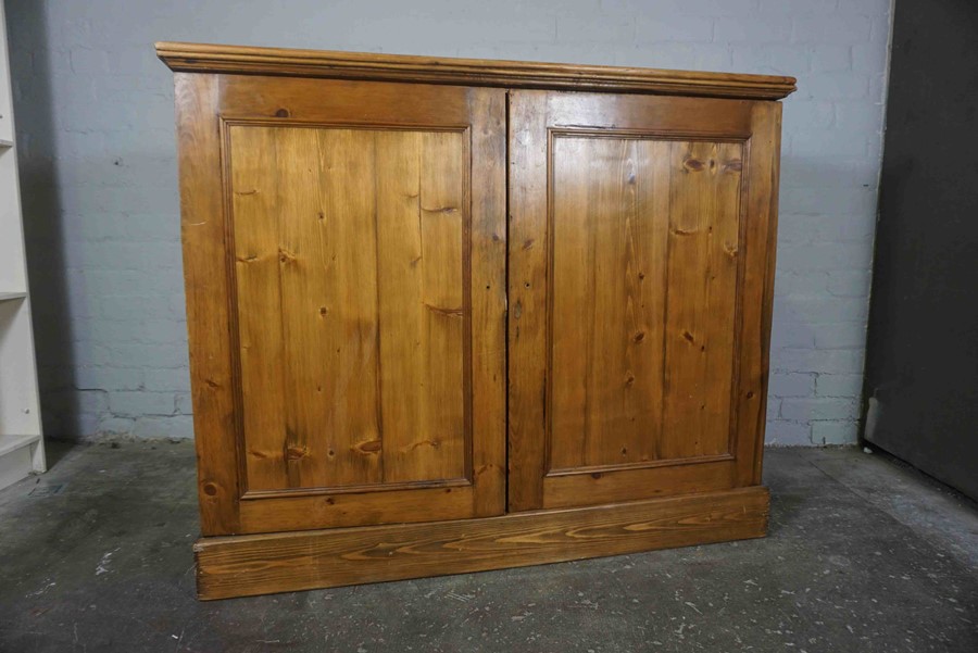 Pine Cupboard, Having two Doors enclosing fitted Shelves, 100cm high, 120cm wide, 48cm deep