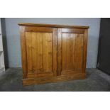 Pine Cupboard, Having two Doors enclosing fitted Shelves, 100cm high, 120cm wide, 48cm deep