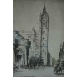 Preston Cribb "The Old Tolbooth Glasgow" Etching, 21cm x 13.5cm