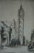 Preston Cribb "The Old Tolbooth Glasgow" Etching, 21cm x 13.5cm