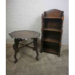 Oak Open Bookcase, 100cm high, 41cm wide, 21cm deep, Also with a Burmese style Coffee Table, (2)