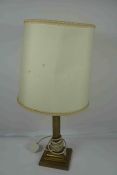 Brass Corinthian Style Table Lamp, circa early 20th century, 37cm high, Converted to Electricity,