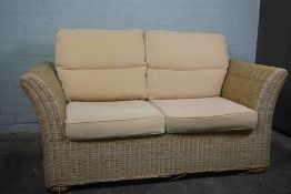 Wicker Conservatory Two Seater Sofa by MGM, 86cm high, 150cm wide, 80cm deep