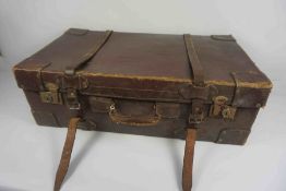 Vintage Hide Travel Case, 25cm high, 76cm wide, 44cm deep