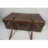 Vintage Hide Travel Case, 25cm high, 76cm wide, 44cm deep