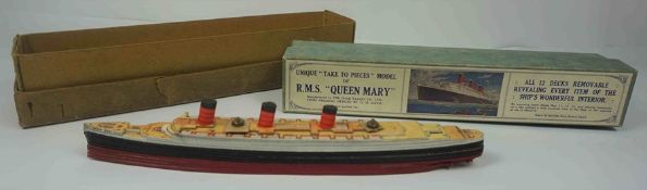 Chad Valley "Take To Pieces" Model of R.M.S "Queen Mary" From Original Designs by G. H. Davis, 3cm