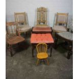 Mixed Lot of Occasional Furniture, To include a Pair of Oak Dining Chairs, Oak Hall Chair, Piano