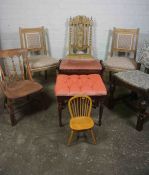 Mixed Lot of Occasional Furniture, To include a Pair of Oak Dining Chairs, Oak Hall Chair, Piano