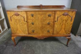Queen Anne Style Walnut Dining Room Suite, Comprising of Sideboard, Dining Table and six Chairs,