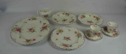 Royal Crown Derby Part Porcelain Dinner / Coffee Service, Decorated with Panels of Floral Sprays, To