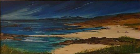 Anne White (Scottish, B.1960), Looking out from Sanna Bay, Ardnamurchan, acrylic on canvas, initials